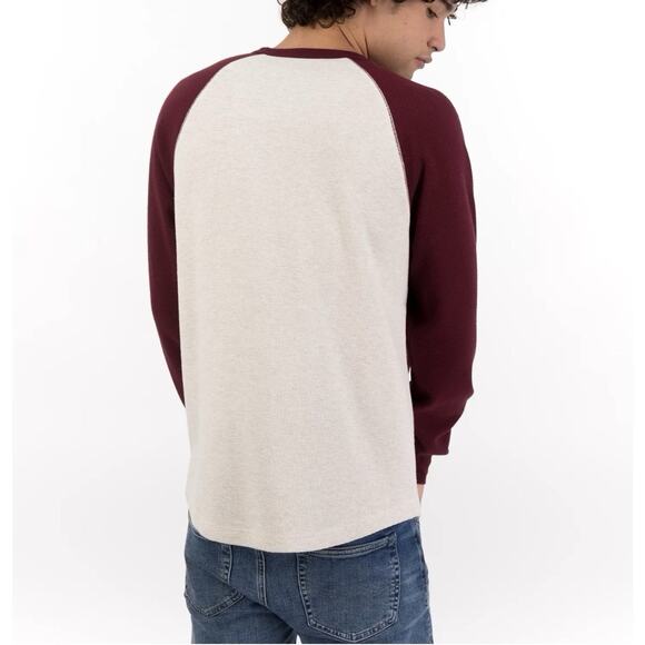 American Eagle Thermal Shirt Mens‎ Large Henley Raglan Sleeve Waffle Weave Knit - Picture 3 of 10